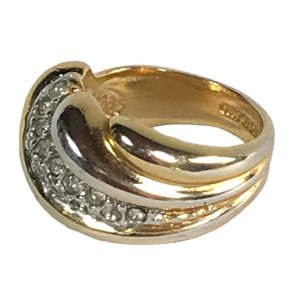 ESPO Joseph Esposito 14K GE Gold Plated Ring with Pave Set Clear Crystals Size 7 - Picture 3 of 7
